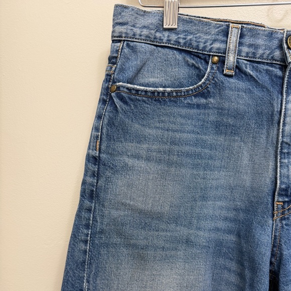 The GREAT. The Easy Cut Off Shorts Distressed Frayed Hem Stretch Denim Size 26 - Picture 4 of 8